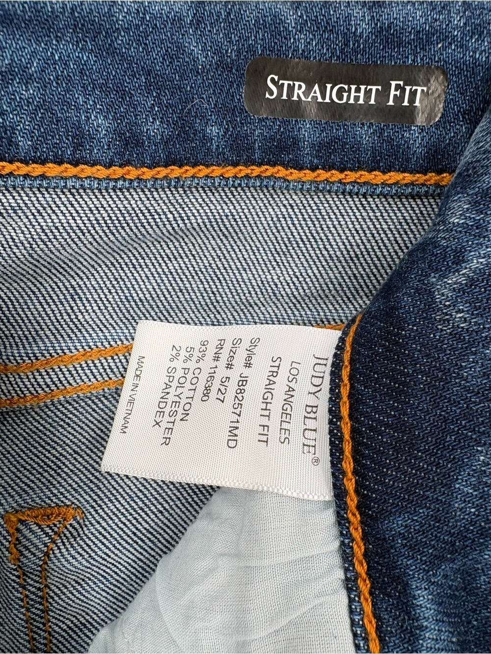 Judy Blue High Rise Straight Jeans Size 5/27 Dark Wash Center Seam - Picture 11 of 12